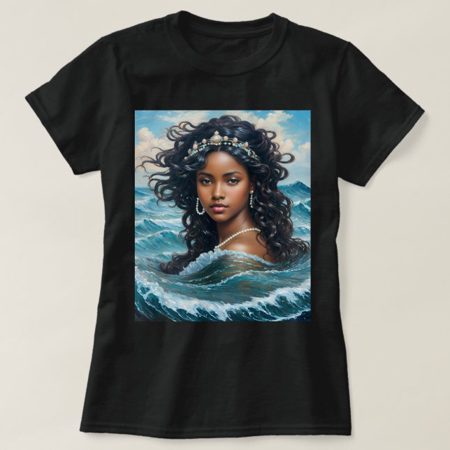 Yemaya Orisha Black Woman Goddess Art T-Shirt (Design Front)