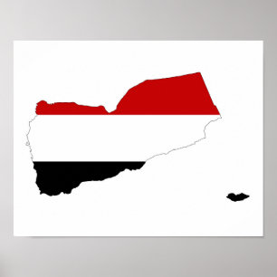 yemen country flag map shape symbol poster