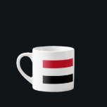 Yemen Flag Espresso Cup<br><div class="desc">The Yemen flag is a horizontal triband. The used colours in the flag are red,  white,  black. The proportion of the Yemen flag is 2:3. The Flag of Yemen was adopted in 1990. The first use of the current flag design was in 1990.</div>