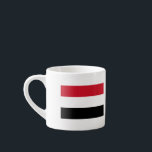 Yemen Flag Espresso Cup<br><div class="desc">The Yemen flag is a horizontal triband. The used colours in the flag are red,  white,  black. The proportion of the Yemen flag is 2:3. The Flag of Yemen was adopted in 1990. The first use of the current flag design was in 1990.</div>