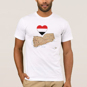 Yemen Flag Heart and Map T-Shirt