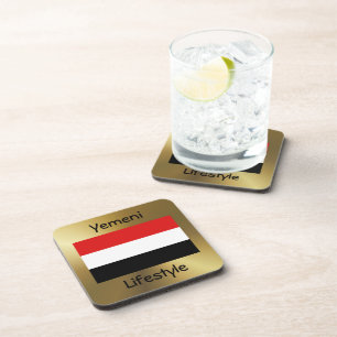 Yemen Flag+Text Coaster