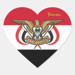 Yemen Heart Sticker, Patriotic Yemeni Flag Sticker