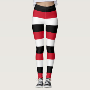Yemen National Flag Colours Horizontal Striped Leggings