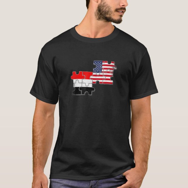 Yemen USA Yemeni American Flag T-Shirt (Front)