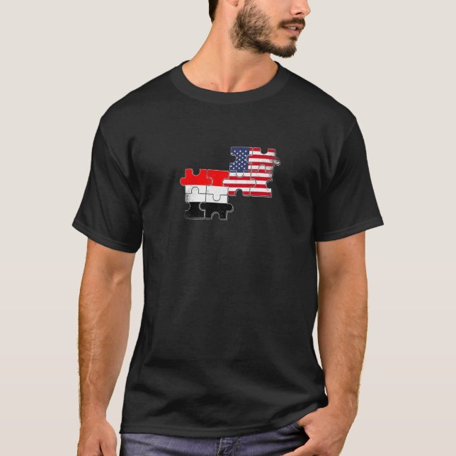 Yemen USA Yemeni American Flag   T-Shirt (Front)