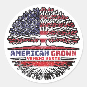 Yemen Yemeni US American USA United States Tree Classic Round Sticker