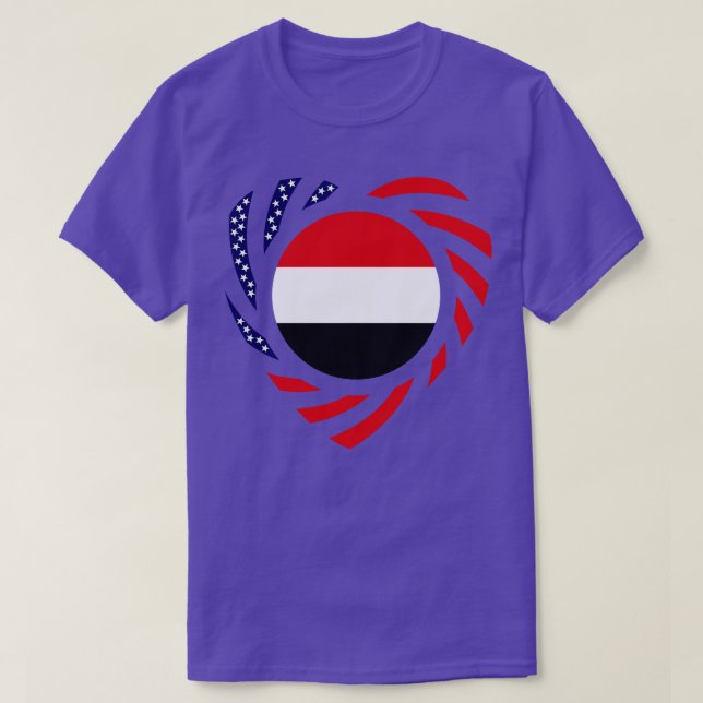 Yemeni American Multinational Patriot Flag Heart T-Shirt (Design Front)