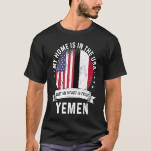 Yemeni American Patriot Grown Proud Home USA Flags T-Shirt