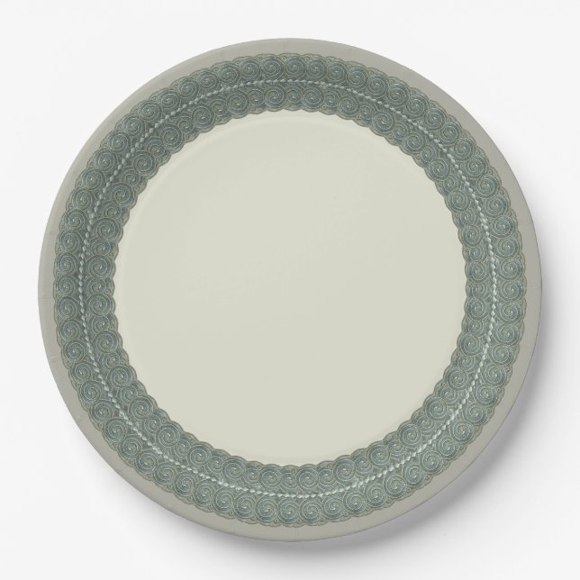 Yemenite Antique Silver-work Double Border Paper Plate (Front)