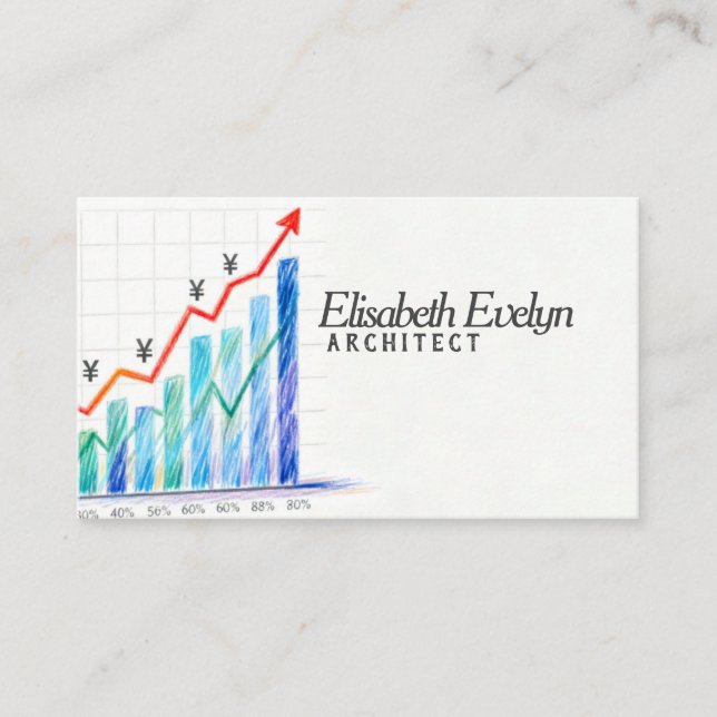 Yen Currency Growth Chart Business Card (Front)