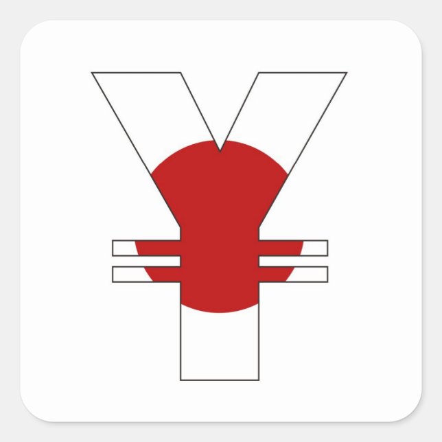 yen currency symbol money sign japan flag square sticker (Front)