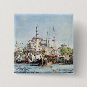 Yeni Jami and St. Sophia from the Golden Horn, pla 15 Cm Square Badge