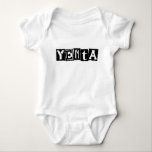 Yenta Yiddish Humour Baby Bodysuit<br><div class="desc">Cute baby bodysuit with a fun Yiddish expression,  "Yenta" (chatty) printed on the front in a punk rock style typeface. This makes the perfect gift for Hanukkah or a new baby girl!</div>
