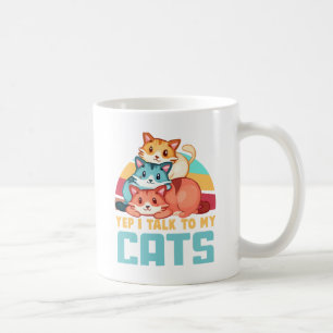 Yep, I Talk to My Cats–Adorable Trio Cat Design 2 Coffee Mug