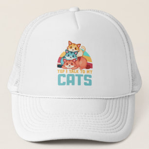 Yep, I Talk to My Cats–Adorable Trio Cat Design 2 Trucker Hat