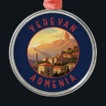 Yerevan Armenia Retro Distressed Circle Metal Tree Decoration<br><div class="desc">Yerevan retro vector travel design. Yerevan,  Armenia's capital,  is marked by grand Soviet-era architecture.</div>