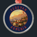 Yerevan Armenia Retro Distressed Circle Metal Tree Decoration<br><div class="desc">Yerevan retro vector travel design. Yerevan,  Armenia's capital,  is marked by grand Soviet-era architecture.</div>