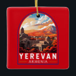 Yerevan Armenia Travel Art Vintage Ceramic Ornament<br><div class="desc">Yerevan retro vector travel design. Yerevan,  Armenia's capital,  is marked by grand Soviet-era architecture.</div>