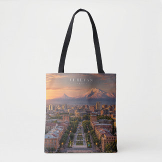 Yerevan Cinematic Monochrome City Art Tote Bag