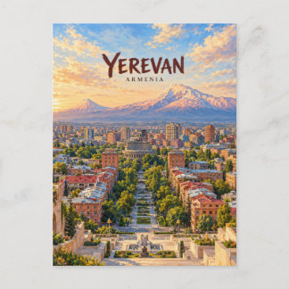 Yerevan Painterly Travel Art Postcard