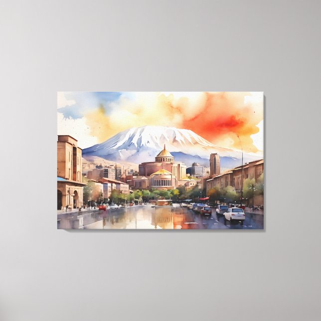 Yerevan watercolor art canvas print (Front)