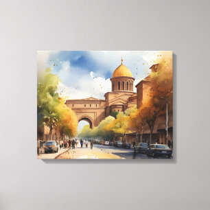 Yerevan watercolor art canvas print