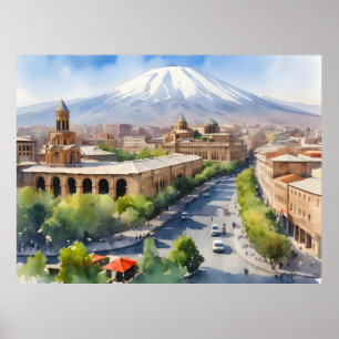Yerevan watercolor art poster