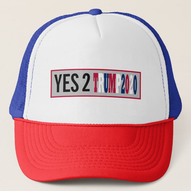 Yes 2 Trump 2020 Presidential Elections Typography Trucker Hat (Front)
