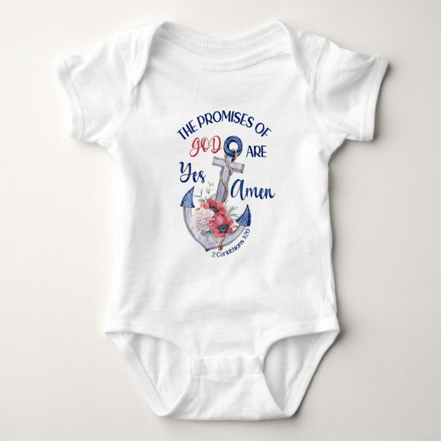 Yes And Amen Christian Bible  2 Corinthians 1:20 Baby Bodysuit (Front)