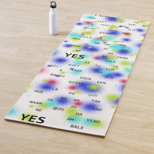 Yes and No in different languages in bright colour Yoga Mat (In Situ)
