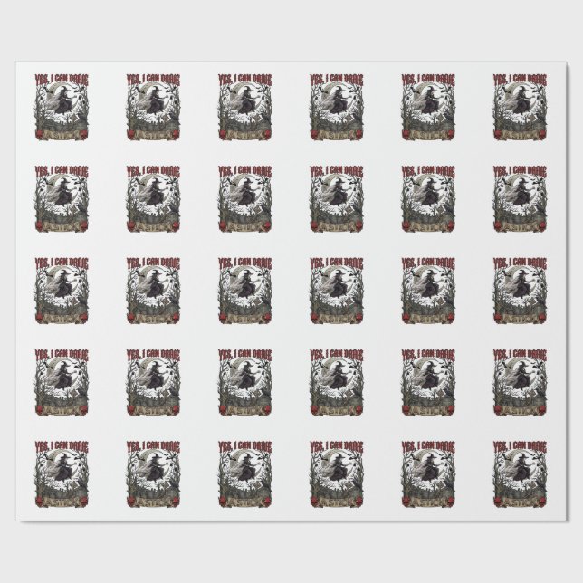 Yes Can Drive Stick Witch Graveyard Halloween_1 Wrapping Paper (Flat)