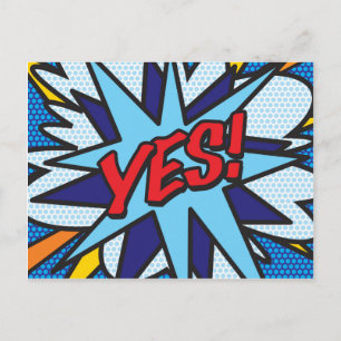 YES Fun Retro Comic Book Pop Art Postcard