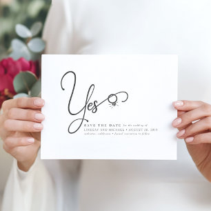 Yes! Funny Cute and Modern Non Photo Save the Date Postcard