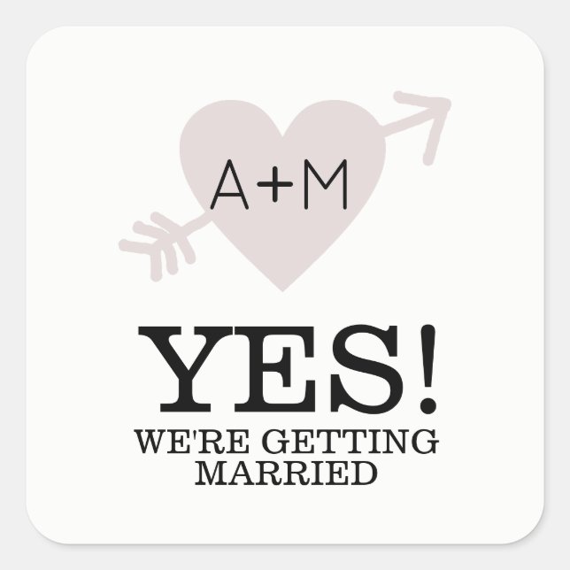 YES Getting Married Heart with Arrow Wedding  Square Sticker (Front)