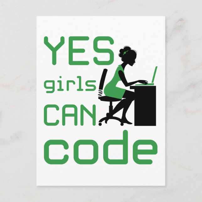 Yes Girls Can Code Woman Programmer Developer Postcard (Front)