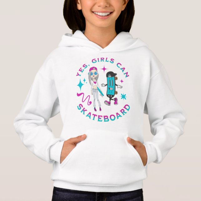 Yes Girls Can Skateboard Skateboarder Skater Women (Front)