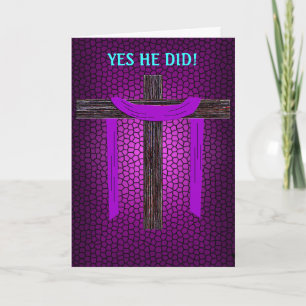 Yes He Did! (cross embossed) Holiday Card