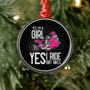 Yes I am A Girl Yes i Ride a Dirt Bike Metal Tree Decoration