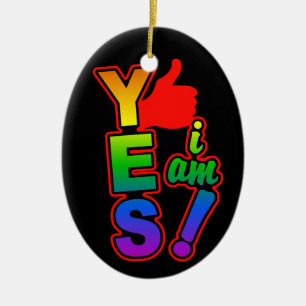 YES I AM ornament, customise Ceramic Tree Decoration
