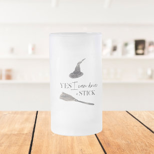 Yes I Can Drive A Stick Fun   Happy Halloween Frosted Glass Beer Mug