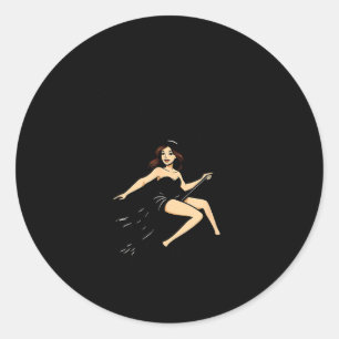 Yes I Can Drive A Stick Funny Halloween Soky Witch Classic Round Sticker