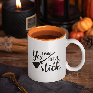 Yes, I Can Drive A Stick   Funny Halloween Two-Tone Coffee Mug