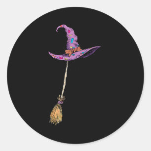 Yes I Can Drive A Stick Soky Witch Funny Halloween Classic Round Sticker
