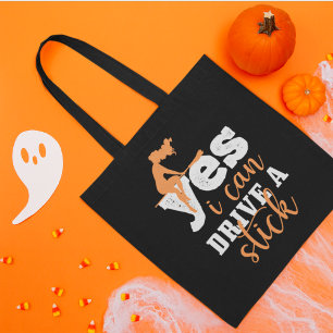 Yes I Can Drive A Stick Witches Spooky Halloween Tote Bag