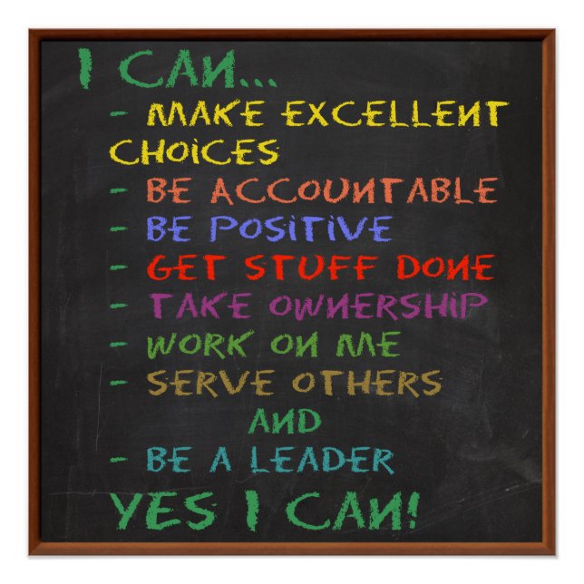 YES I CAN! Motivational and Inspirational Poster (Front)