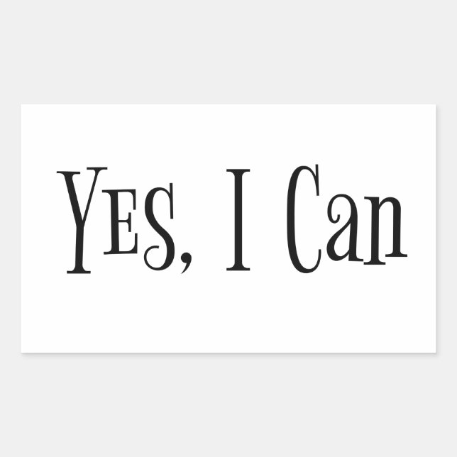 "Yes, I Can" Phrase Rectangular Sticker (Front)