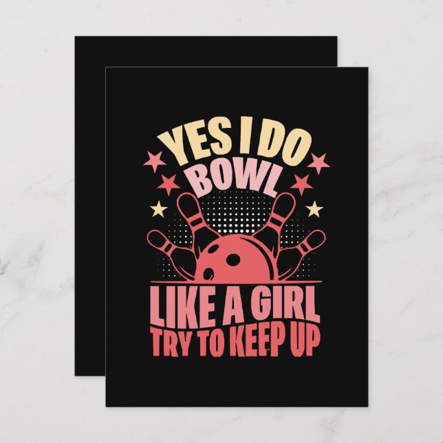 Yes I Do Bowl Like A Girl Try To Keep Up Holiday Card (Front/Back)