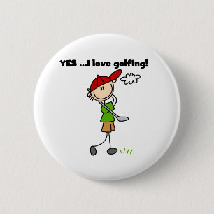 YES I Love Golfing 6 Cm Round Badge