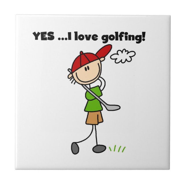 Yes I Love Golfing Tile (Front)